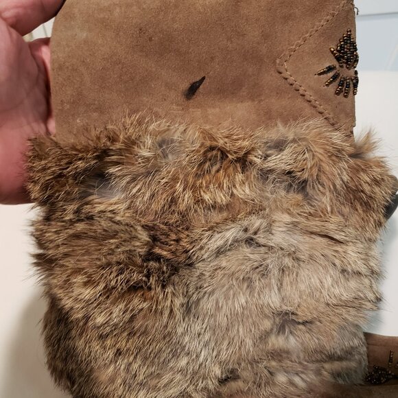 Well Loved Softmoc Niska3 7 Suede Rabbit Fur Indigenous Native Beadwork - Used - Picture 4 of 10